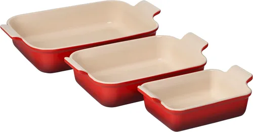 Miniatura 9 de Le Creuset - Set de 3 platos rectangulares de cerámica Heritage, alcachofa