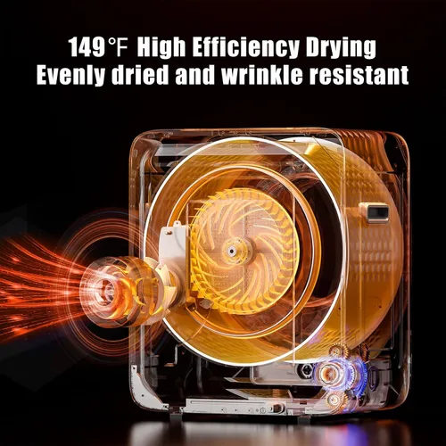 Miniatura 4 de Auertech Secadora de ropa portátil de 1.5 pies cúbicos, secadora eléctrica de carga frontal de 850 W con tambor de acero inoxidable, perilla