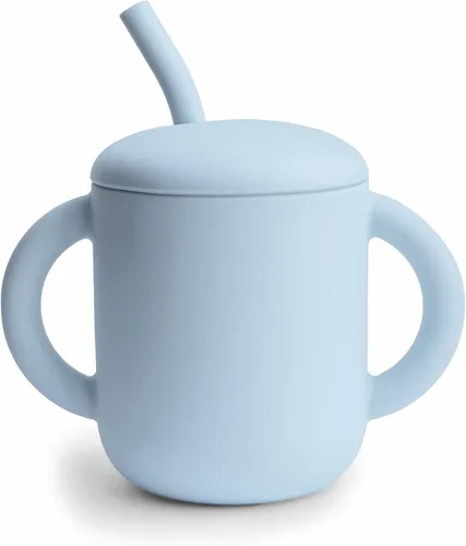 Miniatura 9 de mushie - Taza de entrenamiento de silicona 100% y pajita para niños pequeños 6 meses en adelante (Ballenas)