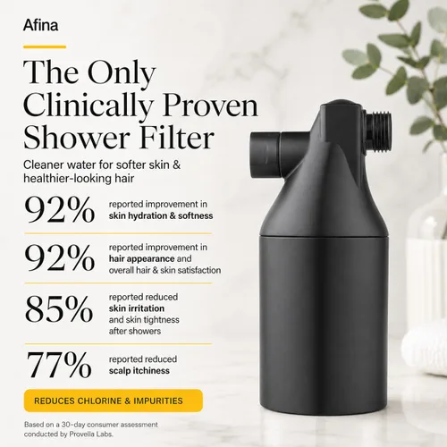 Miniatura 2 de Filtro de ducha Afina para agua dura - Elimina el 99% del cloro, sustancias nocivas y metales pesados - Mejora tu piel y cabello (Negro) Reduce