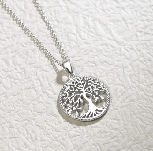 Miniatura 6 de AGVANA Collar con colgante de árbol de la vida de plata de ley 925 para mujer, joyería delicada, collar de árbol familiar, regalo de aniversario