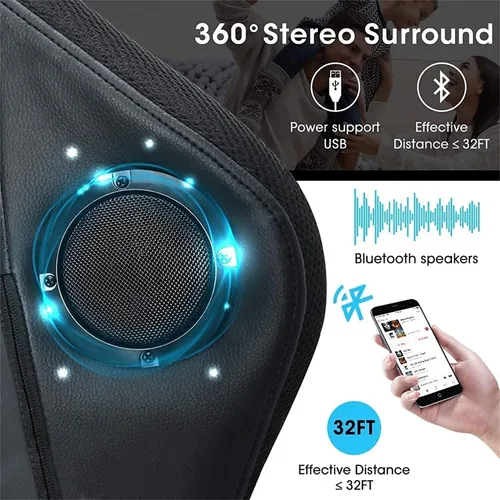 Miniatura 4 de Silla ergonómica para juegos profesional con soporte lumbar de masaje completo, altavoces Bluetooth, respaldo ajustable, color blanco