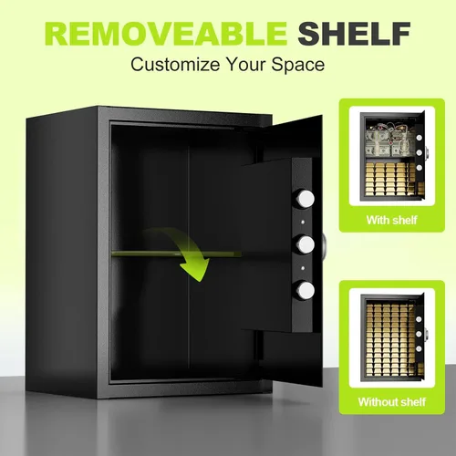 Miniatura 3 de Caja de seguridad digital grande de 3.4 pies cúbicos para el hogar, 19.7 pulgadas de alto con bolsa de documentos ignífuga, alarma, llaves