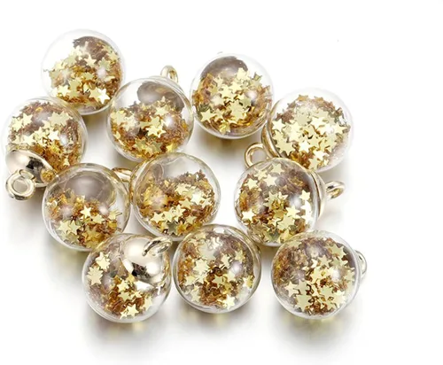 Miniatura 21 de 10 unids/lote de 0.630 in transparente bola de cristal encantos estrella lentejuelas colgantes para DIY pendientes collar joyería fabricación