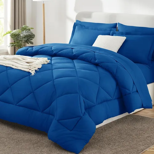Miniatura 16 de CozyLux - Juego de edredón en una bolsa, para dormitorio universitario, todas las estaciones, edredón, sábanas y fundas para almohada y decorativas