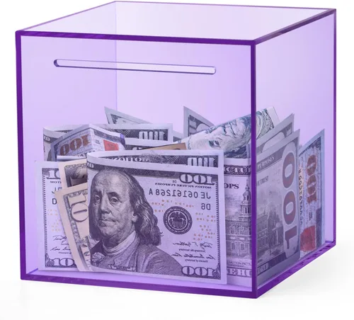 Miniatura 14 de alcancía de acrílico transparente de 15 cm para adultos y niños, caja de ahorro de dinero transparente que debe romperse para abrir, alcancía