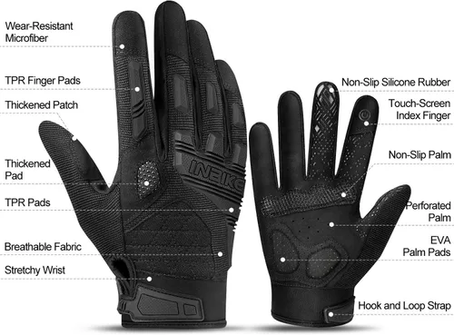 Miniatura 2 de INBIKE Guantes MTB para ciclismo de montaña Sirven para pantalla táctil con acolchado de etilvinilacetato grueso y protección de nudillos de caucho