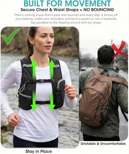 Miniatura 3 de Mochila de senderismo pequeña plegable con 3 bolsillos para correa, mochila ligera 300D a prueba de derrames para hombres y mujeres, mochila