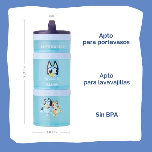 Miniatura 2 de Whiskware Bluey - Recipientes apilables para aperitivos para bebés, niños pequeños y niños, 3 vasos apilables para la escuela y los viajes, ¡Hagamos