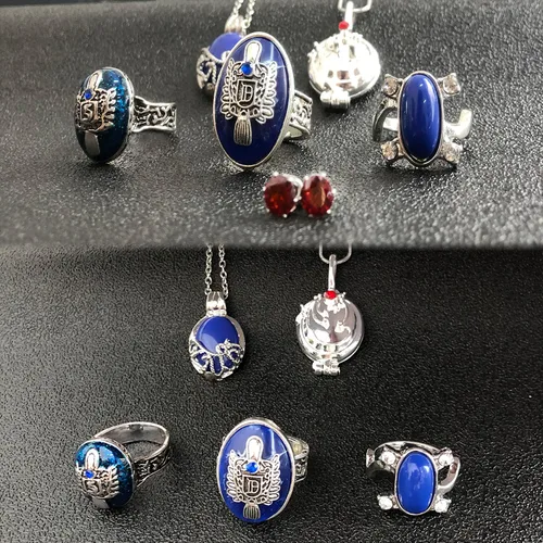 Miniatura 5 de Juego de 14 piezas de calcomanías de The Vampire Diaries de Elena Gilbert con apertura de medallón de verbena con colgante de collar de Katherine