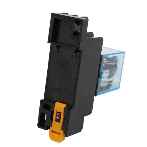 Miniatura 4 de Uxcell a15062300ux0219 IEC255 DC relé de potencia electromagnética DPDT de bobina de 8 pines y 12 V con base de zócalo