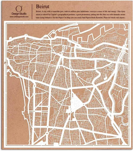 Miniatura 14 de O3 Design Studio Aberdeen - Mapa de papel cortado en papel blanco de 12 x 12 pulgadas