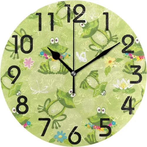 Miniatura 14 de Spring Hummingbird - Reloj de pared redondo con estampado de flores, 9.5 pulgadas, funciona con pilas, reloj de escritorio analógico silencioso