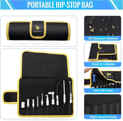 Miniatura 6 de 9 piezas acopladores de pistola de engrase, kit de accesorios de engrase de conexión rápida con puntas de pistola de engrase, manguera flexible
