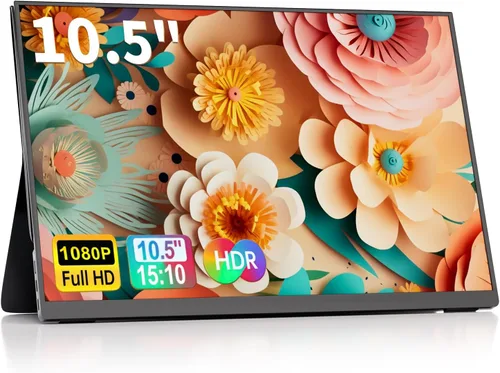 Monitor portátil de 10.5'' para laptop, monitor de pantalla portátil de 2K FHD 60HZ, entradas USB-C y HDMI, panel IPS ultradelgado con HDR y