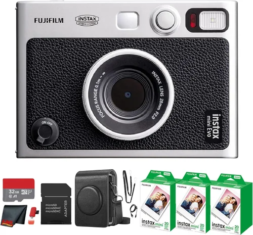 Miniatura 11 de Fujifilm Instax Mini EVO Hybrid Cámara instantánea (negra) con paquete de película instantánea Instax-Mini Twin de 40 hojas + tarjeta de memoria