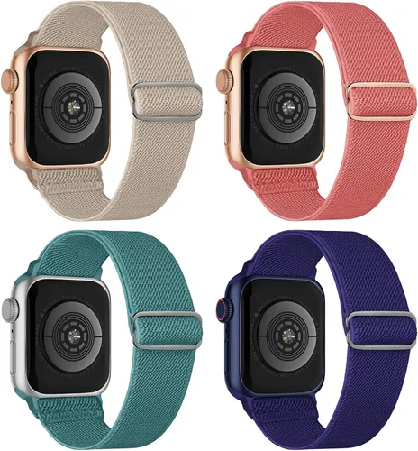 Miniatura 9 de Paquete de 4 correas elásticas Solo Loop compatibles con Apple Watch de 1.496 pulgadas, 1.575 pulgadas, 1.614 pulgadas, 1.654 pulgadas, 1.732