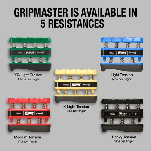 Miniatura 6 de Prohands Gripmaster - Ejercitador de mano (fortalecedor de agarre de mano), con resorte, sistema de pistón de dedos, aislamiento y ejercicio de cada