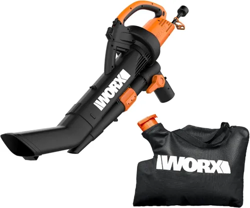 WORX WG509 Trivac de 12 amperios, soplador de hojas eléctrico 3 en 1, aspirador de hojas y trituradora de hojas para el cuidado del césped