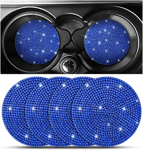Miniatura 27 de Osilly – Portavasos para auto con brillantes, 2 unidades, diamantes de imitación, antideslizantes, portavasos universales de 2.75 pulgadas