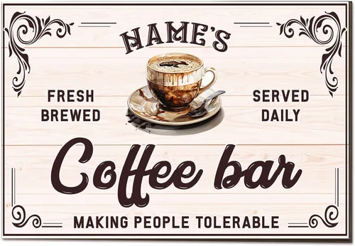 Miniatura 15 de Letrero de madera de barra de café personalizado, placa de pared para decoración de cocina, regalos personalizados para amantes del café, café 02