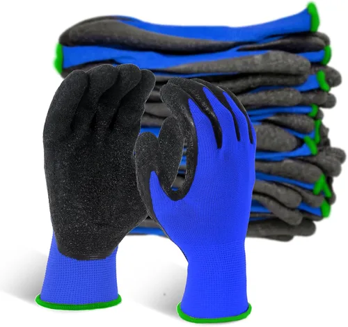 Miniatura 20 de Evridwear Guantes de trabajo de seguridad con recubrimiento de goma de látex arrugado aplicado a mano para hombres y mujeres, uso general múltiple