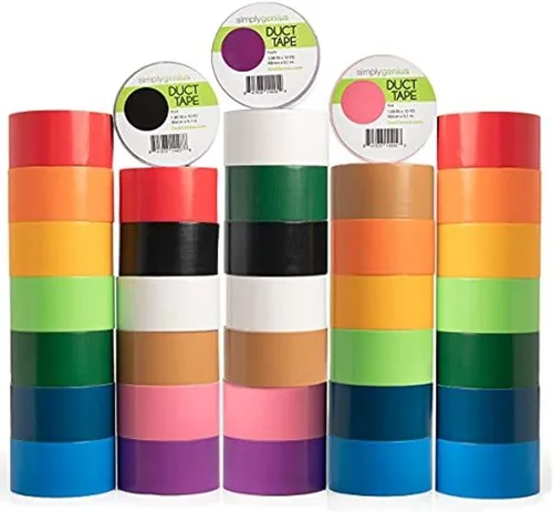 Simply Genius Paquete de 36 cintas adhesivas, 1.88 pulgadas x 10 yardas, colores surtidos, rollos de manualidades de colores y cinta decorativa para