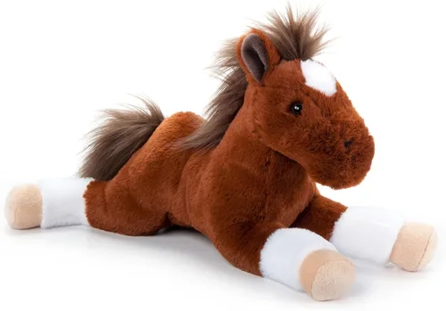 The Petting Zoo Peluche de caballo castaño, regalos para niños, animales salvajes de granero, juguete de peluche de caballo marrón, 16 pulgadas