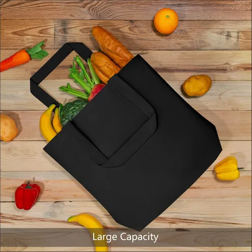 Miniatura 4 de TOPDesign - Paquete de 1 bolsa de lona de algodón, superfuerte, 12 onzas, bolsa para compras reutilizable, de tela, diseño moderno, en dos tonos