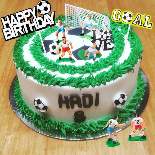 Miniatura 7 de 19 piezas de decoración de pastel de fútbol – decoración temática de jugador de fútbol para fiesta de fútbol, suministros de fiesta de cumpleaños