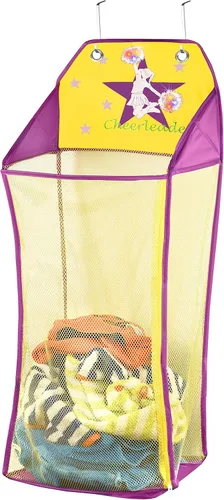 Ordena y gana puntos con el divertido cesto colgante para ropa de LED para niños, plegable y con malla, con luces, cofre de juguetes, ganchos de