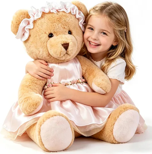 Oso de peluche grande con ropa, juguete de peluche grande de 27 pulgadas con vestido, regalo gigante suave para bebés, niños, niñas, novia en