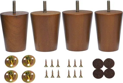 Sofá redondo de madera maciza con patas de madera maciza con acabado de nogal (4 pulgadas, juego de 4)
