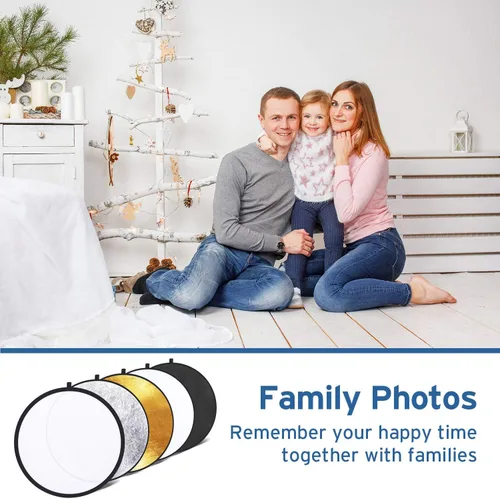 Miniatura 8 de Etekcity Reflector para fotografía de 24 pulgadas (60 cm) 5 en 1, reflectores de luz multidisco para fotografía, plegable con bolsa - Translúcido
