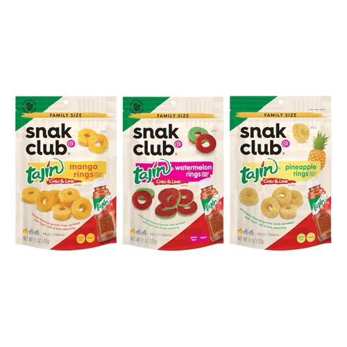 Miniatura 10 de Snak Club Tajin Anillos de Manzana Gomitas de Caramelo, Gomitas de Fruta con Sabor a Chile y Lima, Snacks Leves, Sin Gluten y Veganos, 5 oz Bolsas