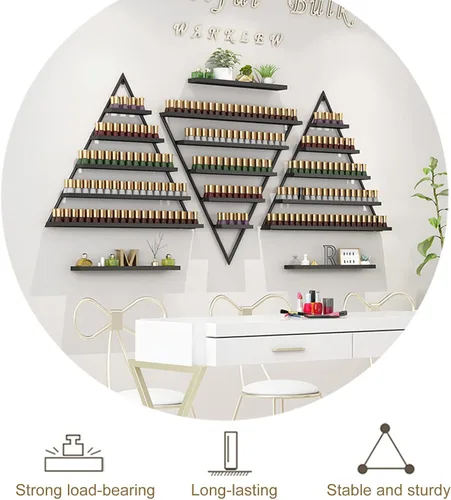 Miniatura 5 de Estante organizador de perfume montado en la pared, estante triangular de metal para esmalte de uñas, estante de exhibición de aceites esenciales