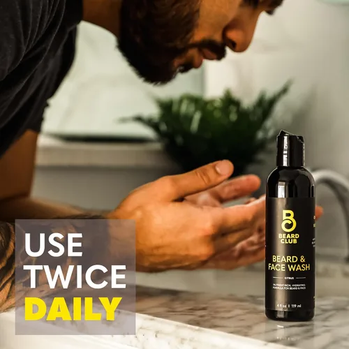 Miniatura 8 de The Beard Club Citrus Beard & Face Wash: limpiador todo en uno, suaviza y nutre el cabello facial, hidrata y limpia la piel, sin parabenos ni