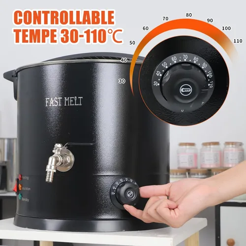 Miniatura 4 de FAST MELT Kit de fundidor eléctrico de cera de 10 litros para fabricación de velas, control digital de temperatura de 86.0-230.0 °F, boquilla fácil