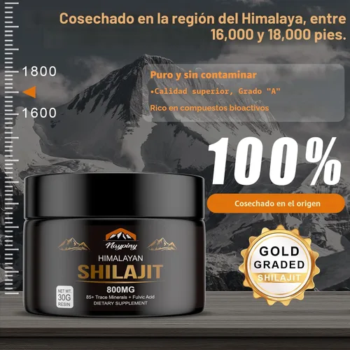 Miniatura 2 de Shilajit Resina Orgánica Pura del Himalaya - 800mg Resina Shilajit Grado Oro con Ácido Fúlvico y Más de 85 Complejo de Oligoelementos para Energía