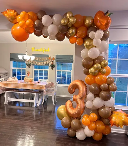 Miniatura 7 de Kit de guirnalda de arco de globos de otoño, globos de látex mate de terracota naranja quemado, arena, blanco, dorado, marrón, terracota