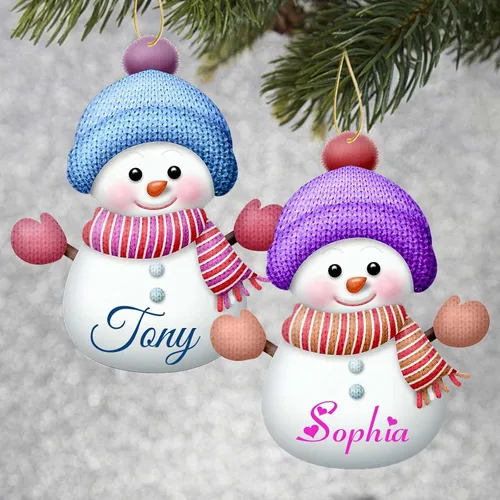 Miniatura 5 de 7 adornos de Navidad personalizados de muñeco de nieve 2023 con nombres, árbol de Navidad, decoración colgante de madera, familia de 2, 3, 4, 5, 6