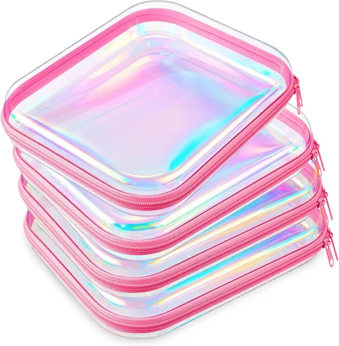 Miniatura 20 de Hoolerry 4 piezas de estuches rígidos transparentes con cremallera, bolsas de maquillaje, estuche de plástico para lápices, contenedores de caja