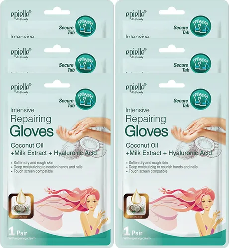 Miniatura 10 de Epielle Mascarilla reparadora intensiva para pies, 6 pares, suaviza con aceite de coco y extracto de leche, calcetines hidratantes profundos