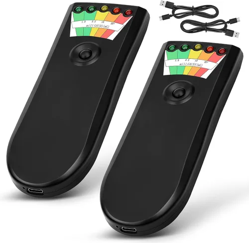 Miniatura 8 de Detector EMF recargable para caza de fantasmas con 5 niveles LED. Detector de campo magnético portátil y de mano. Medidor EMF. Equipo para caza