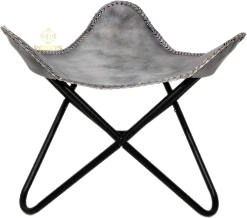 Miniatura 6 de Pie plegable de mariposa de cuero Acento de salón, camping, caminar, caza, senderismo, pesca, viajes (beige)