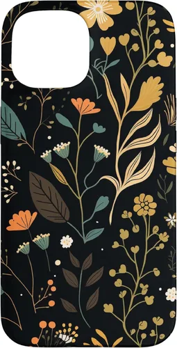 Miniatura 6 de Funda negra para iPhone 12/12 Pro con diseño floral, estética, simple, bohemio, moderno, flores botánicas