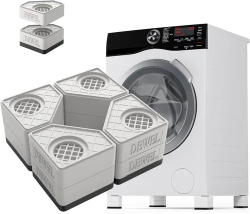 Miniatura 10 de Almohadillas antivibración para lavadora. Pedestales para lavadora y secadora con capacidad de peso de 1100 libras, almohadillas de pie de lavadora