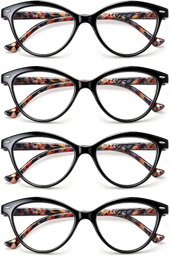 Miniatura 9 de HEEYYOK 1.75 lentes de lectura para mujer con cara pequeña, diseño de ojo de gato, paquete de 4 lentes de lectura con bisagra de resorte Paquete
