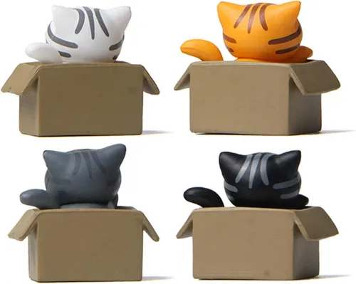Miniatura 8 de Walbest Lindas figuras de gato para decoración de escritorio, gato en miniatura en caja de cartón, figuras de gato, caja coleccionable, figura