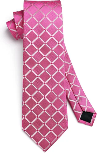 Miniatura 173 de HISDERN Conjunto de corbata a cuadros a cuadros pañuelo tejido clásico formal para hombre corbata y bolsillo cuadrado